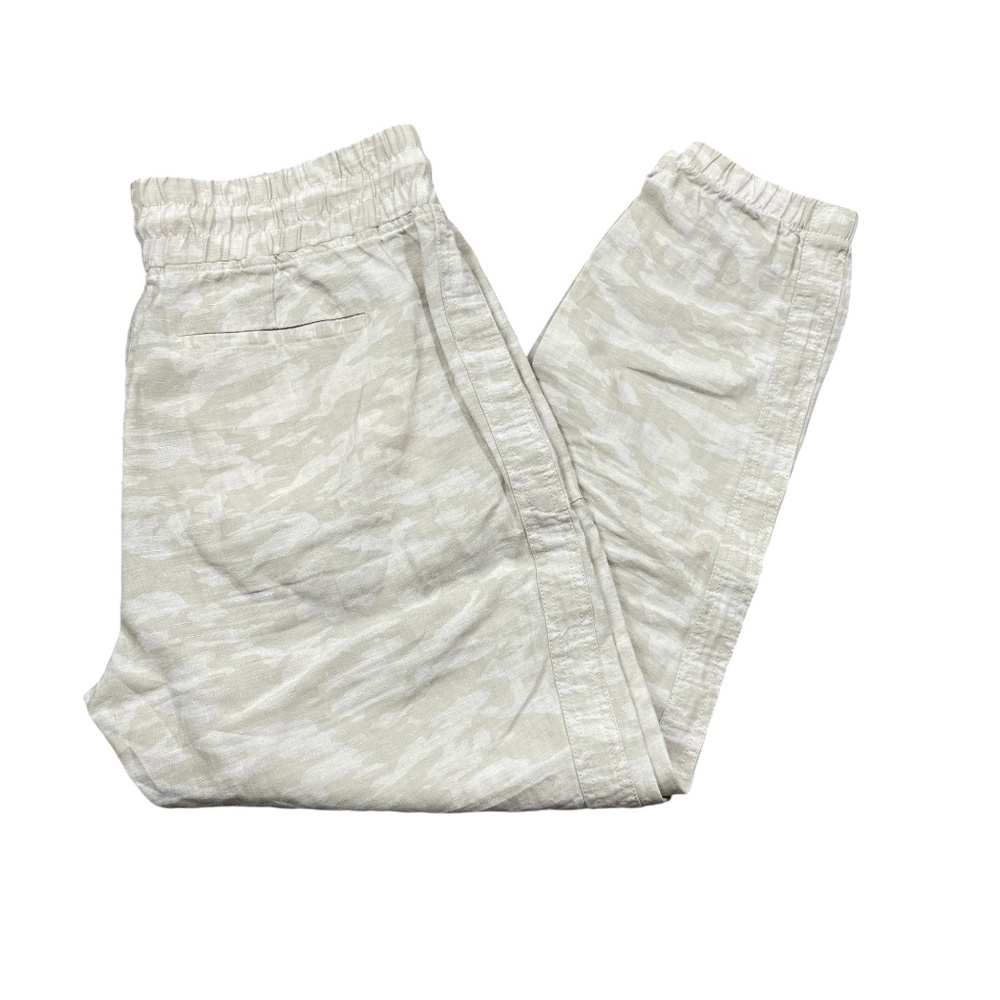 Athleta 8 Cabo Tide Linen Jogger 100% Linen Zipper‎ Pockets Pull On Ladies Pants